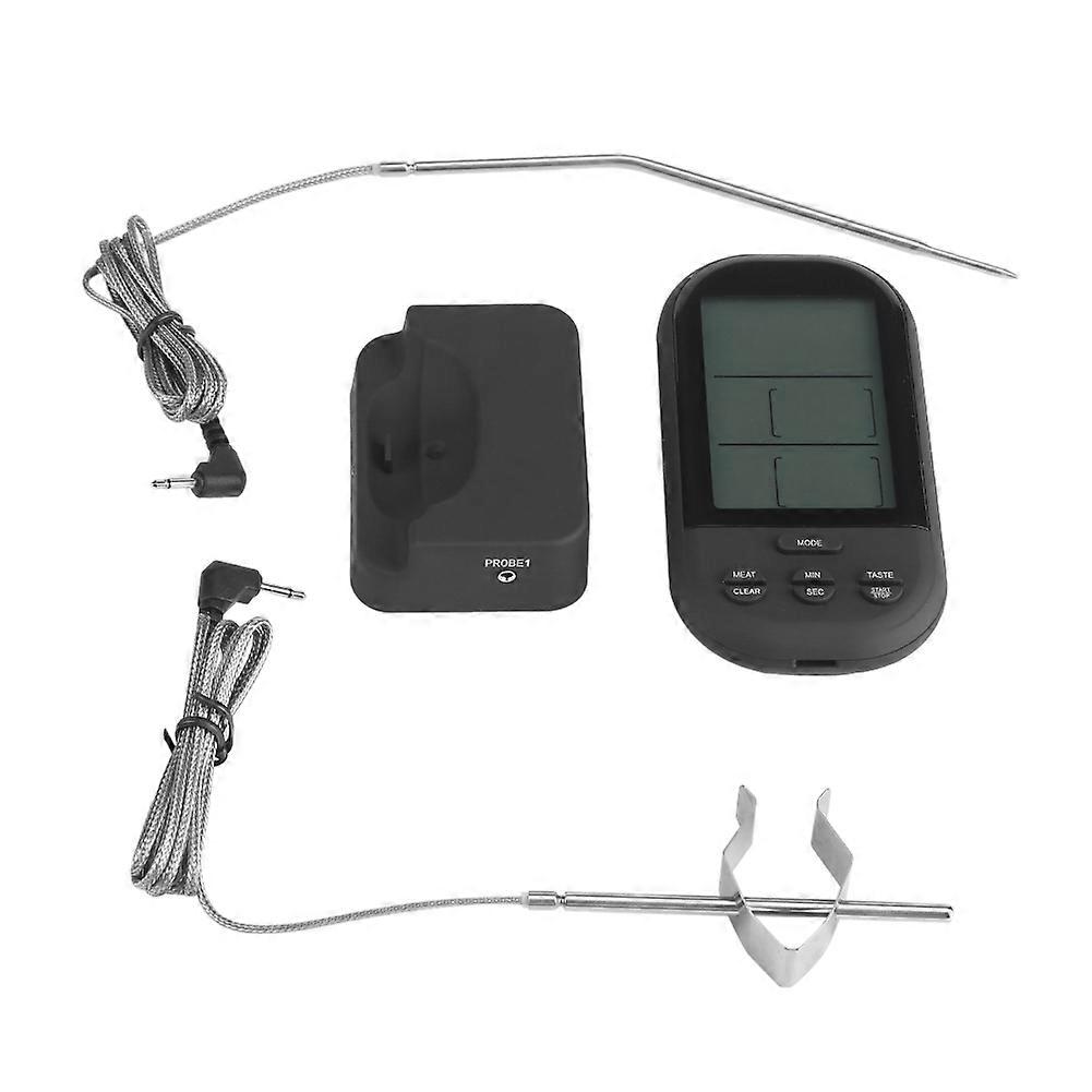 Wireless Dual Probe Digital Meat Oven Thermometer For Kitchen And Grill Use Two Probe Design Black Color