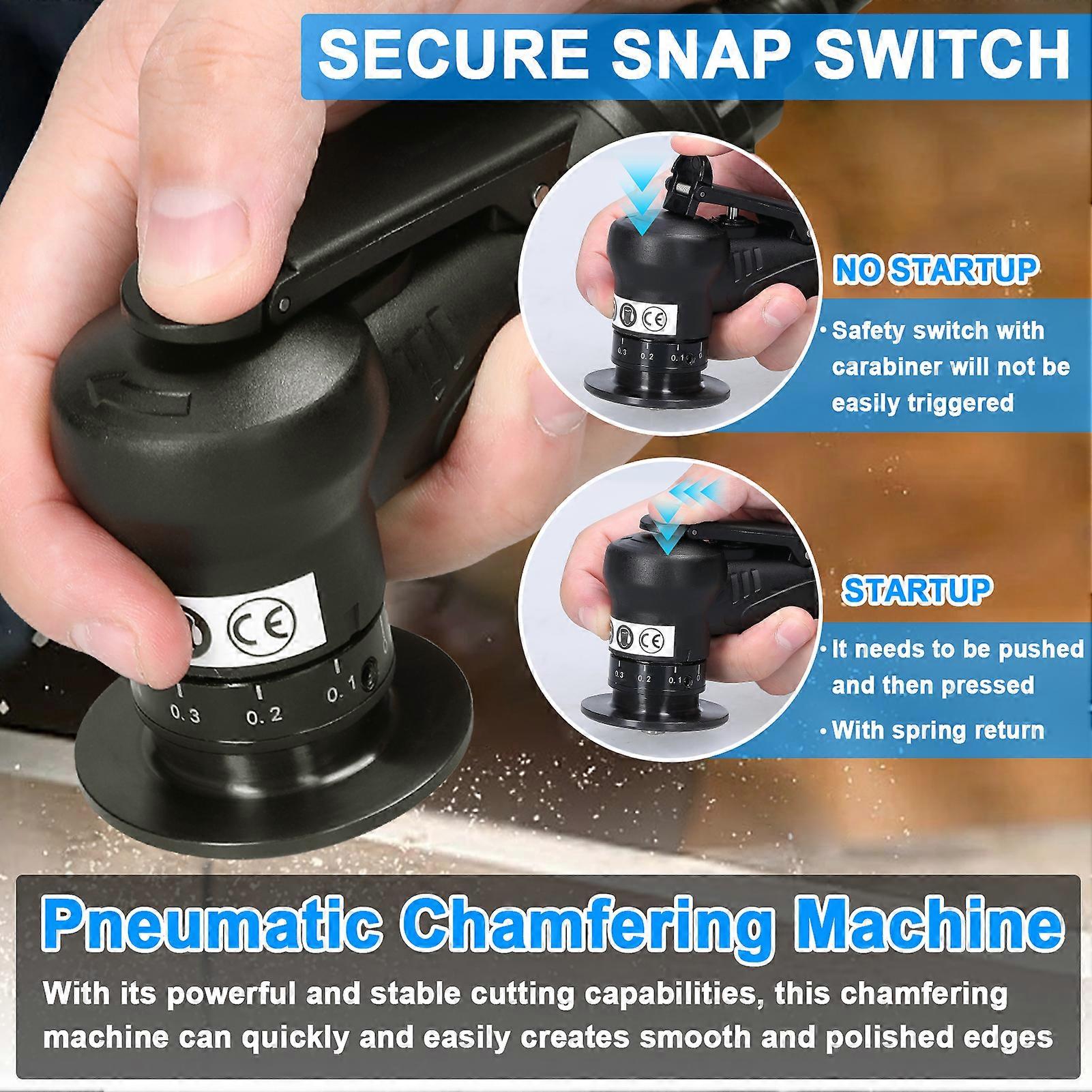 Pneumatic Chamfering Machine, Carpenter Chamfering Tool, Handheld Grinding Tool, Deburring, Beveling, Cutting, Trimming Machine, Metal, Wood, Acrylic