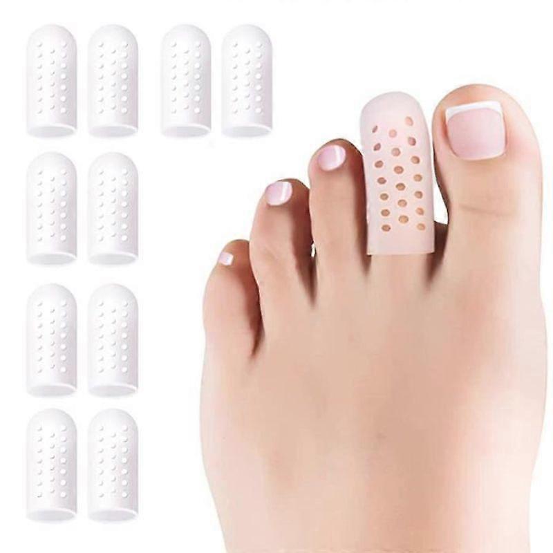 10pcs Wear Guard Toe Caps Silicone Toe Protector Breathable Soft Comfortable Thumb Protector White
