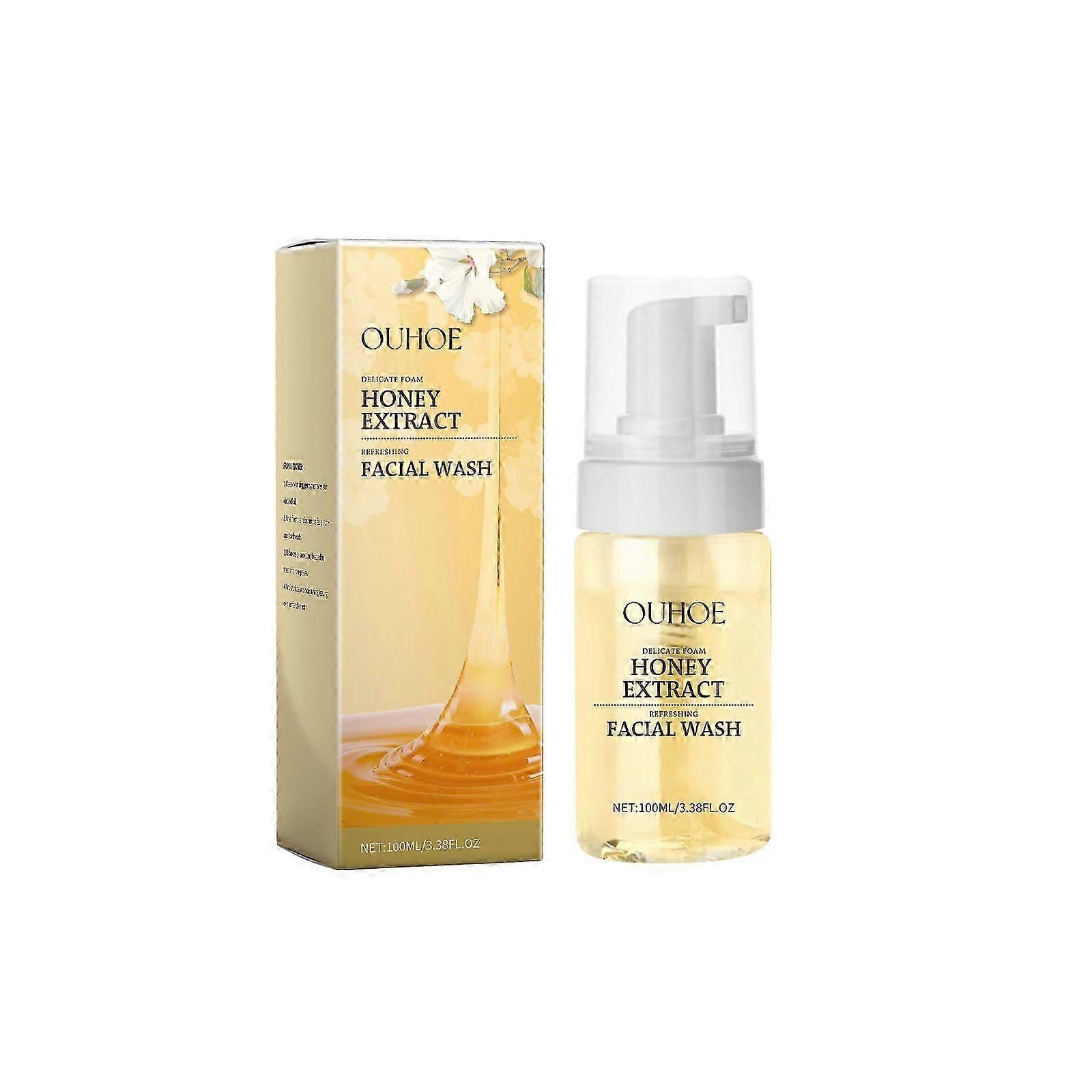 Manuka Honey Refreshing Facial Wash, 100ml Gentle Honey Mousse Facial Cleanser, Daily Face Wash for All Skin Types