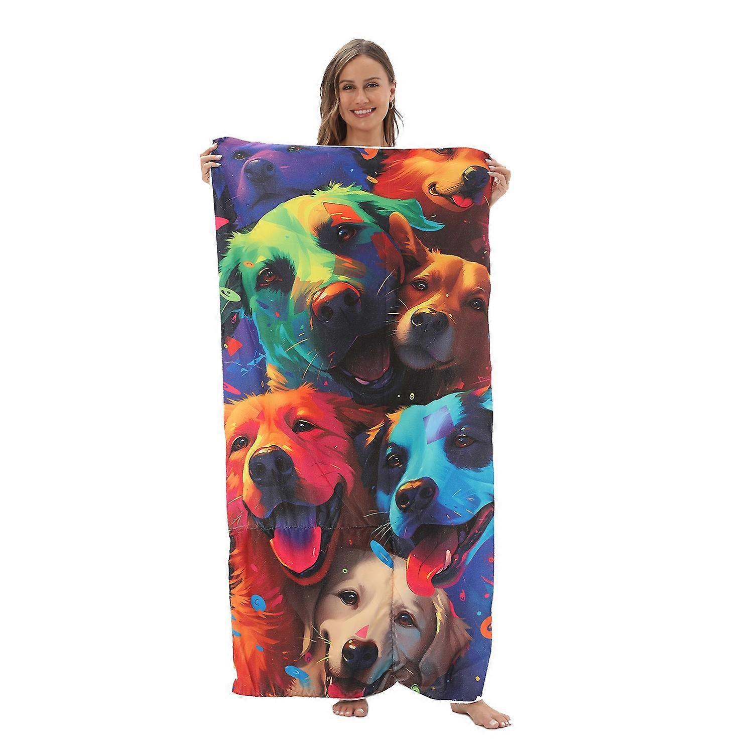 Microfiber Beach Towel Foldable Design Lightweight Sand Free Quick Dry Absorbent Thin Compact 2-in-1