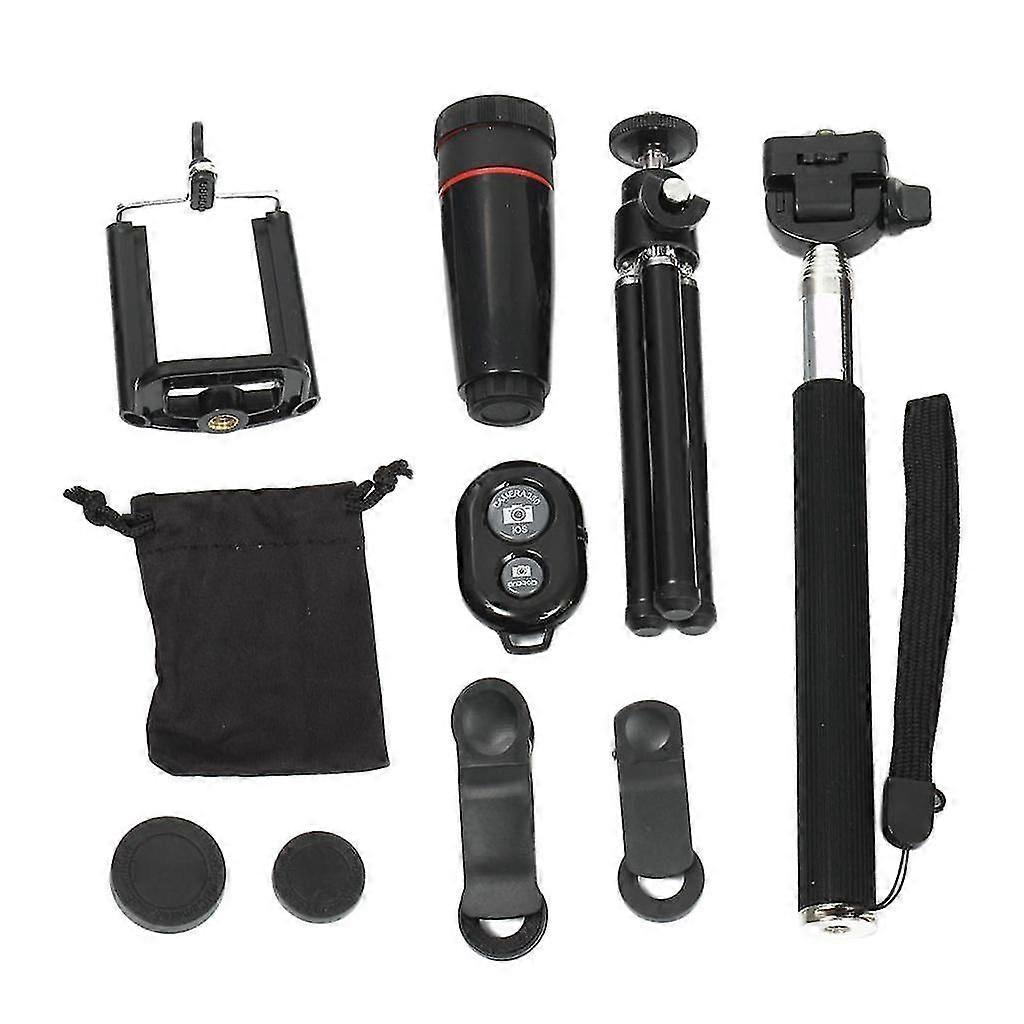 3 in 1 Camera Lens + Tripod + Selfie Stick + Remote Control + 8x Telescope High quality