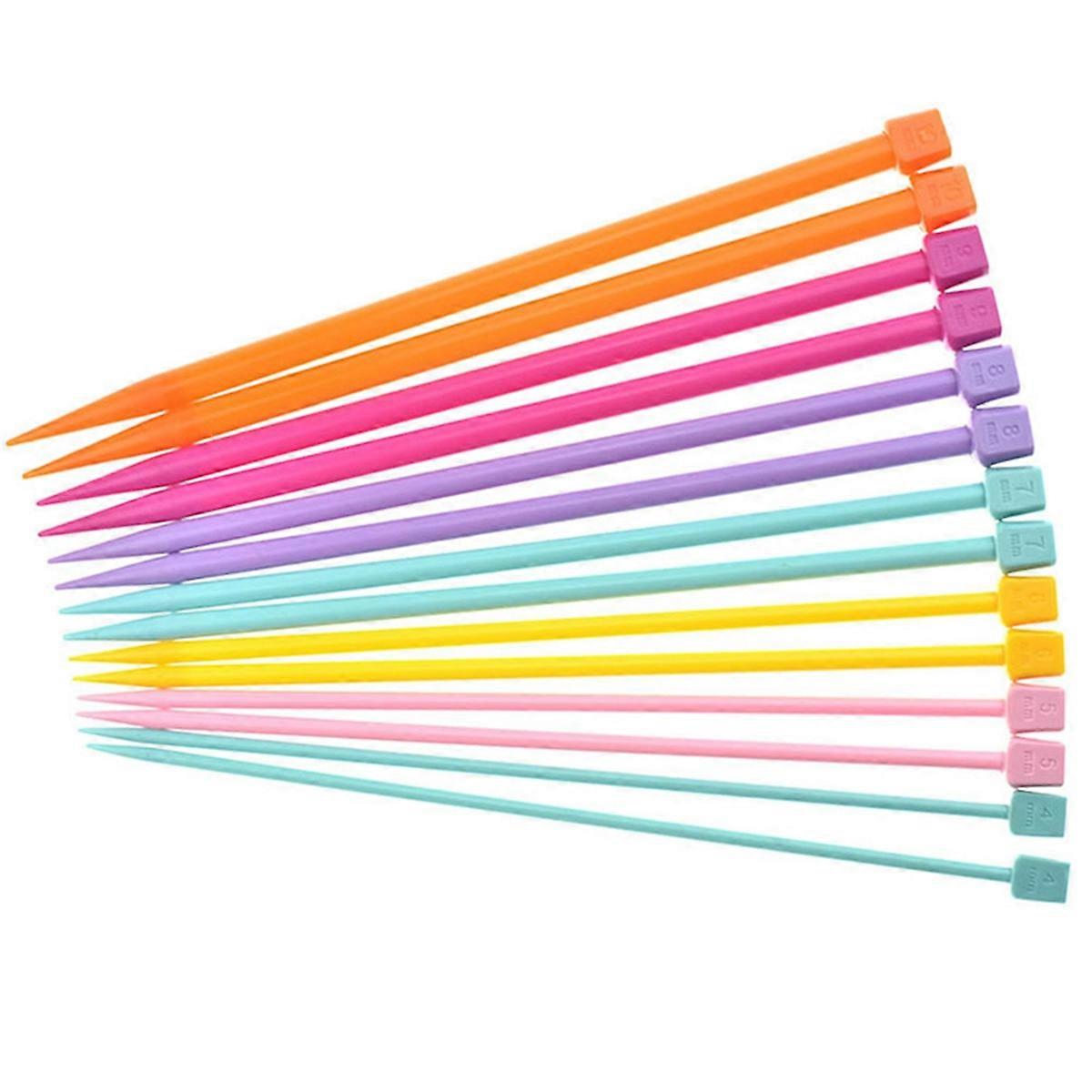 14 PCS Knitting Needles, Single Pointed Plastic Knitting Needles Set