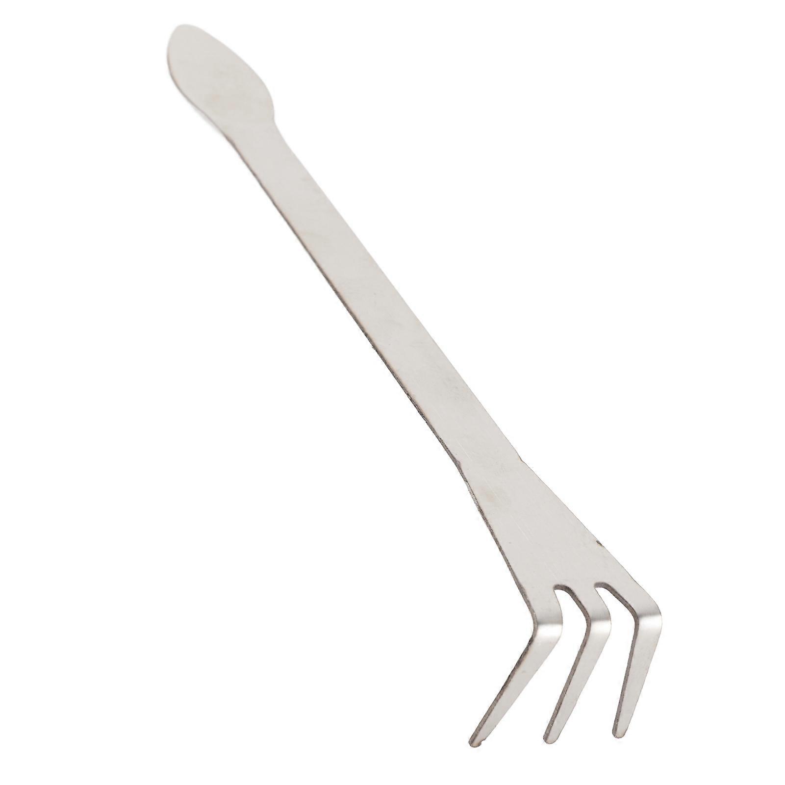 3-prong stainless steel root rake for loosening bonsai soil with ergonomic handle