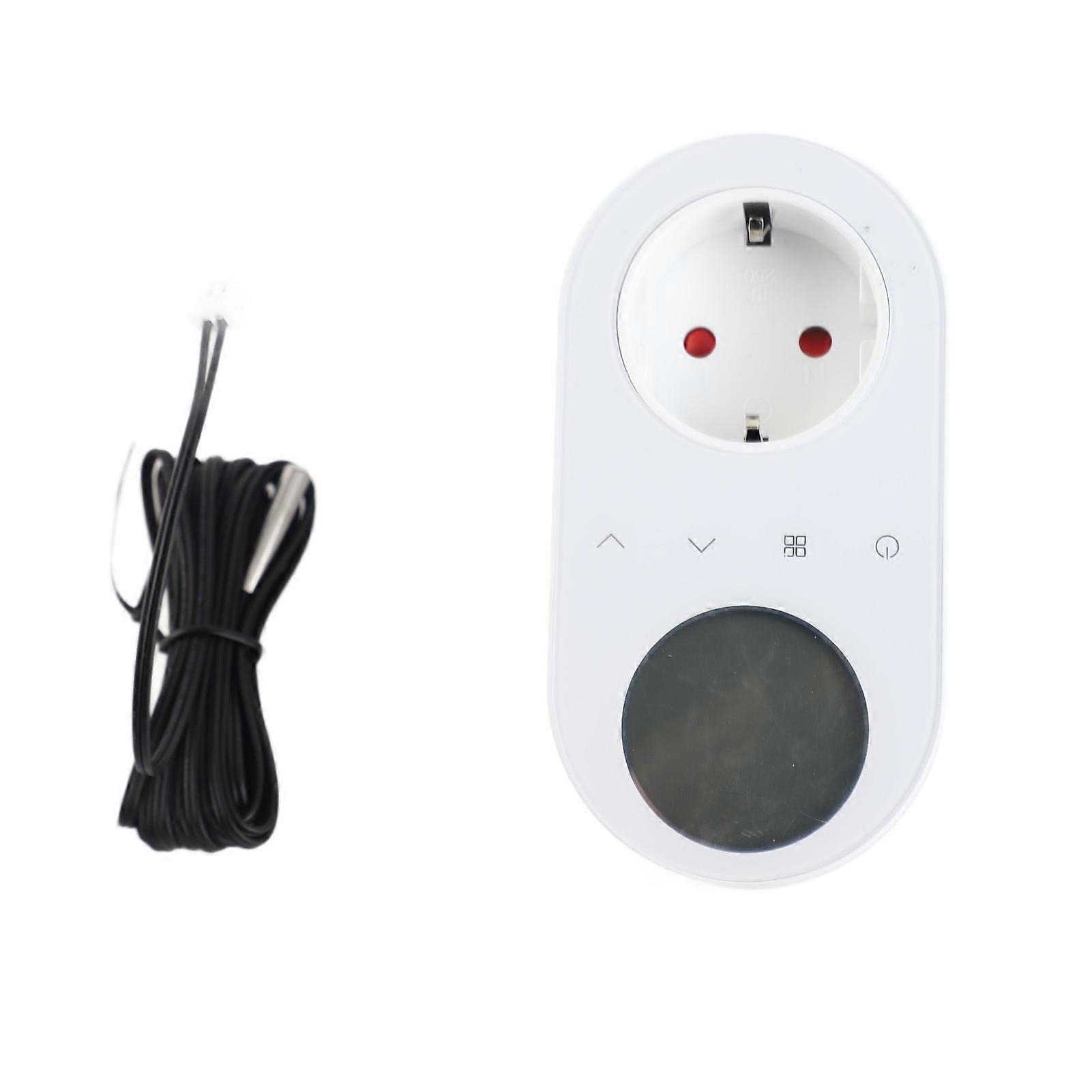 Digital Thermostat Outlet Plug 16A Outlet Socket Temperature Controller 5+1+1 Six Periods and Heating and Cooling Mode with Touch Button LCD Screen f