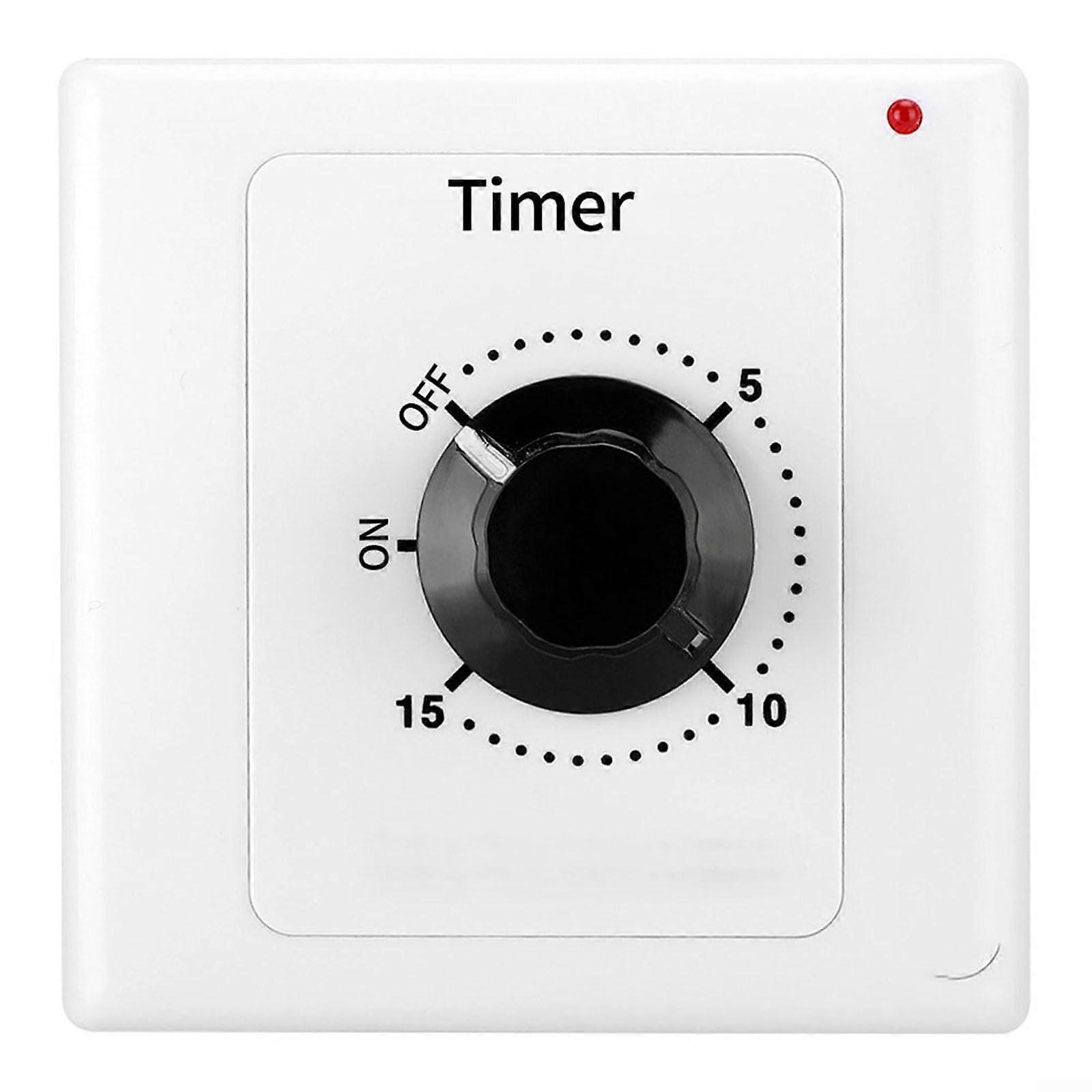 Countdown Timer Switch AC250V 15A Electronic Mechanical Controller for Bathroom Fan Lighting, 15-Minute Timing Function