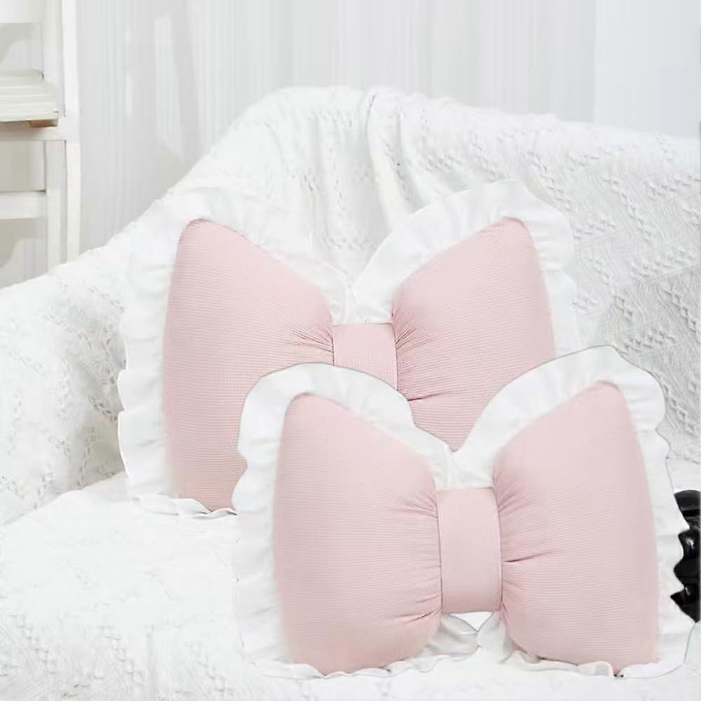 Bow Pillow Bow Shaped Pillow 2PCS Soft Pink Decorative Cushions for Sofa and Car Backrest Lumbar Support