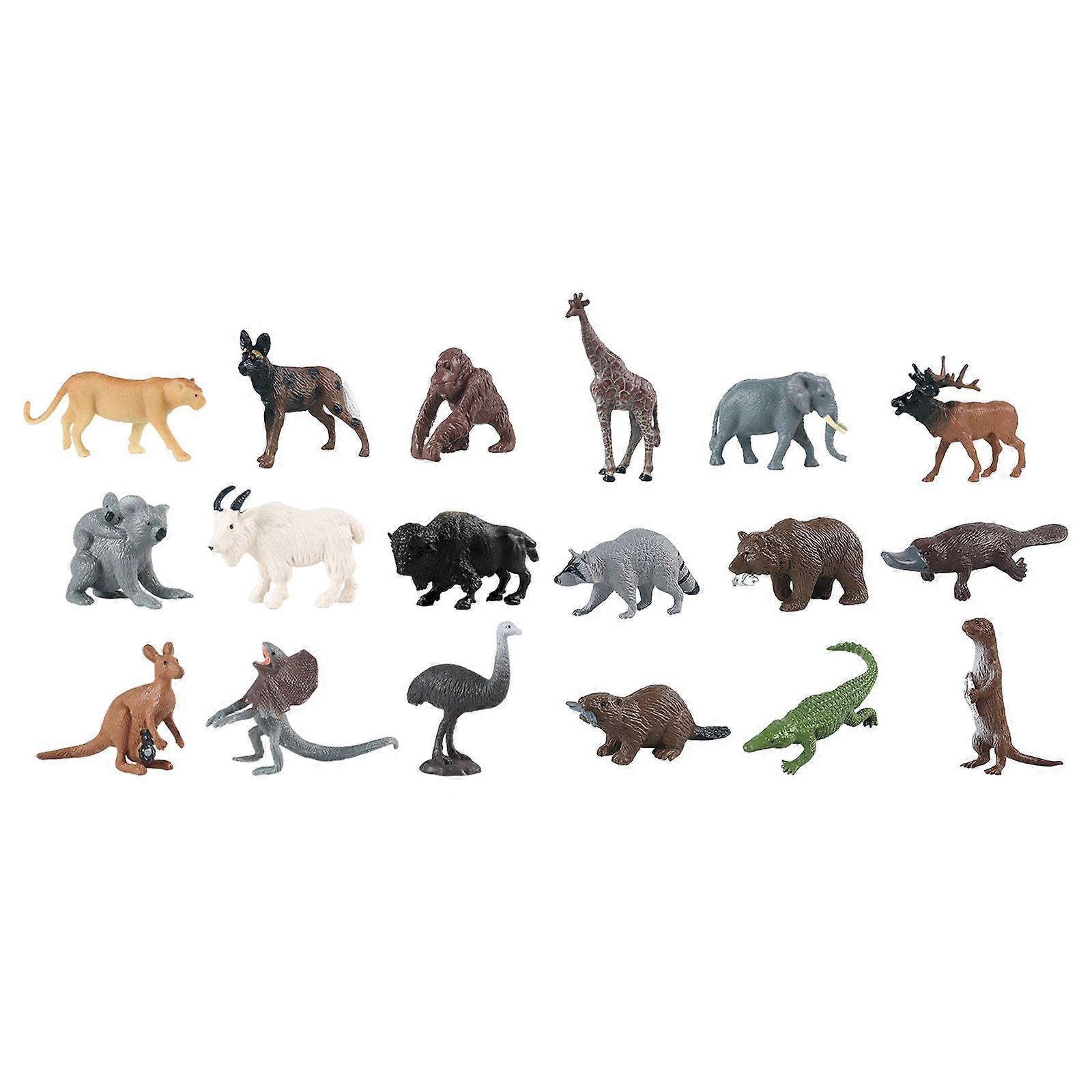 18 Pcs Forest Animals Figurines Woodland Animals Toys Model Trees Kit Miniature Plastic Animals Toys Realistic Wild Forest An Woodland Decor Sienon 18pcs Forest Animals Figures Toys Baby
