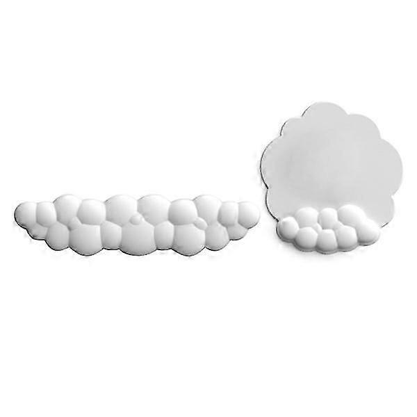 Cloud Wrist Rest Combo Mouse Wrist Rest Pad Ergonomic Pain Relief Cute Desk Accessories Non-Slip Set White