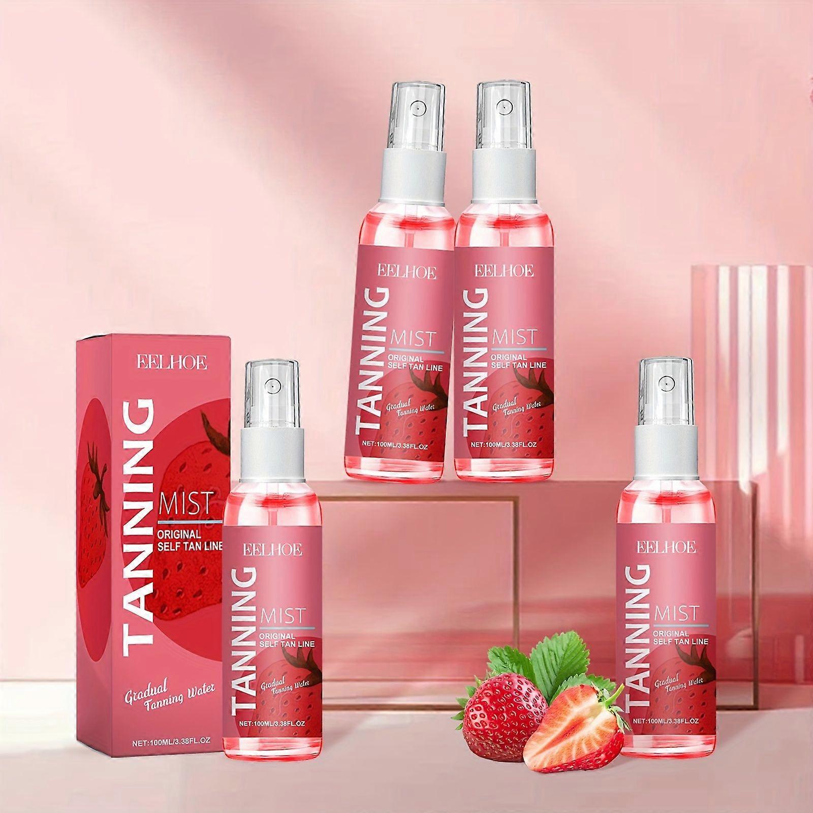 u200b4pc بخاخ تسمير ذاتي بالفراولة - تسمير ذاتي برونزي طبيعي للوجه والجسم، 100mlu200b