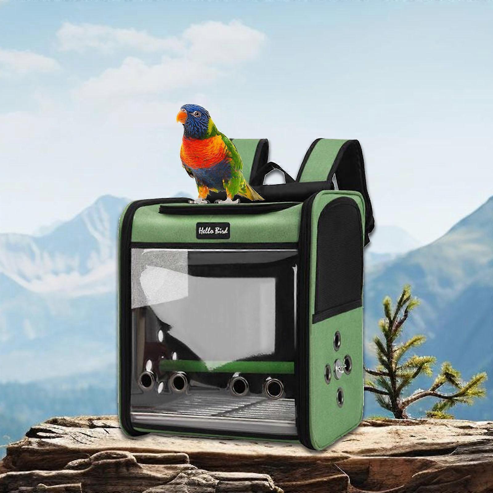 Bird Carrier Backpack Travel Cage with Standing Perch for Cockatiel Parrot