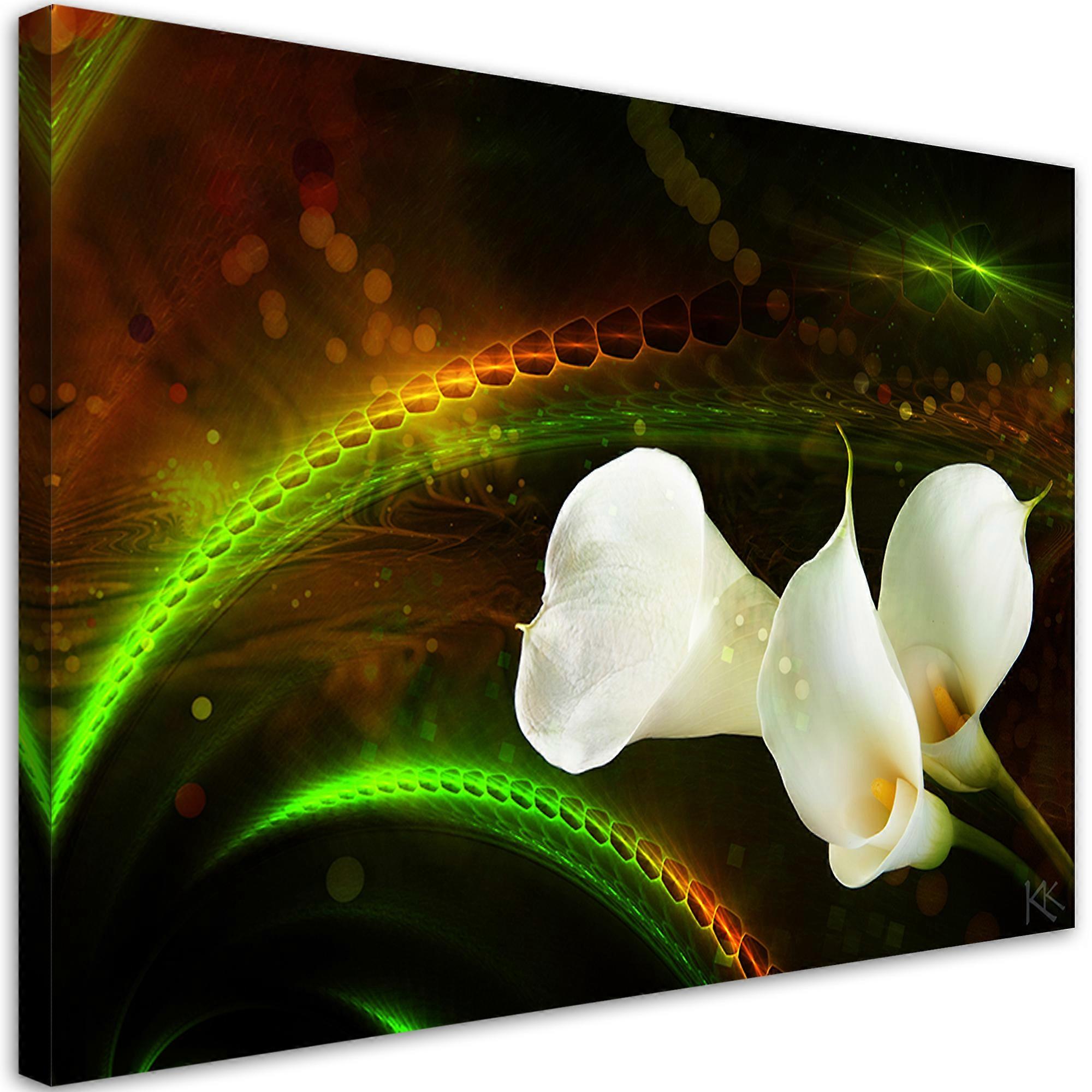 Impression sur toile, Fleurs de calla blanches - 120x80