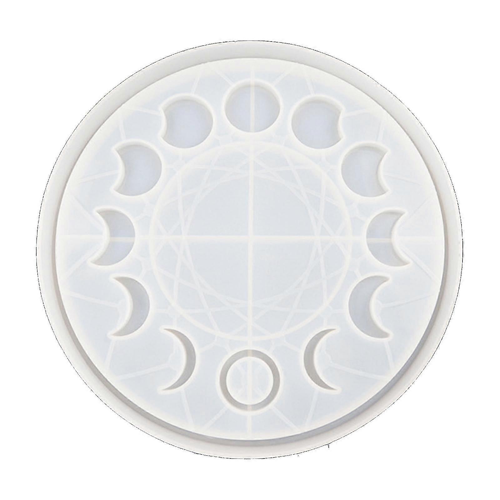 Star Moon Clock Dial Crystal Epoxy Resin Mold Lunar Eclipse Moon Phase Ornament Plate Silicone Mould Diy Crafts Making Tool