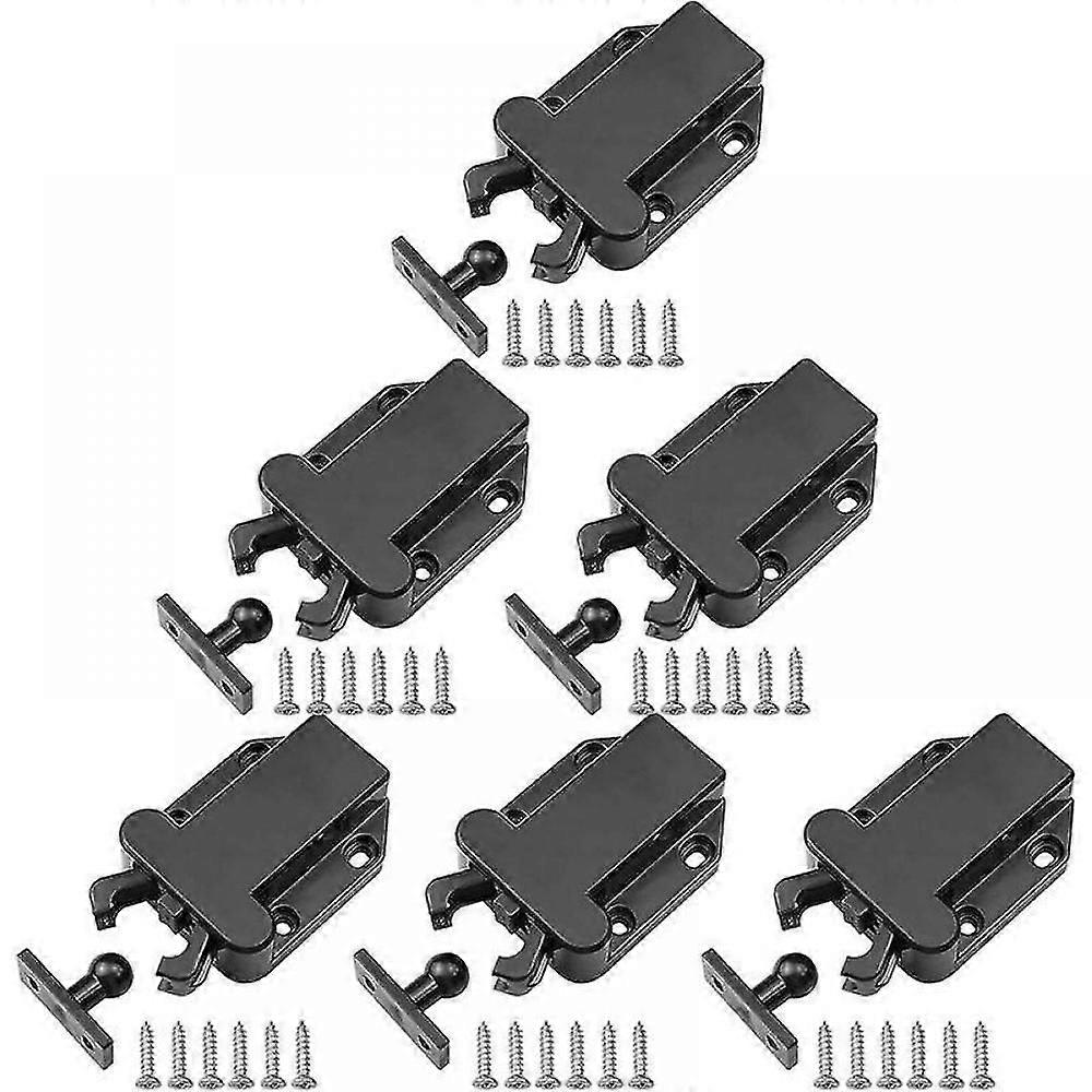 6 Pieces Touch Release Latches, Touch Latches With Screws, Push Open Latch For Doors, Cabinets And Drawers, Black