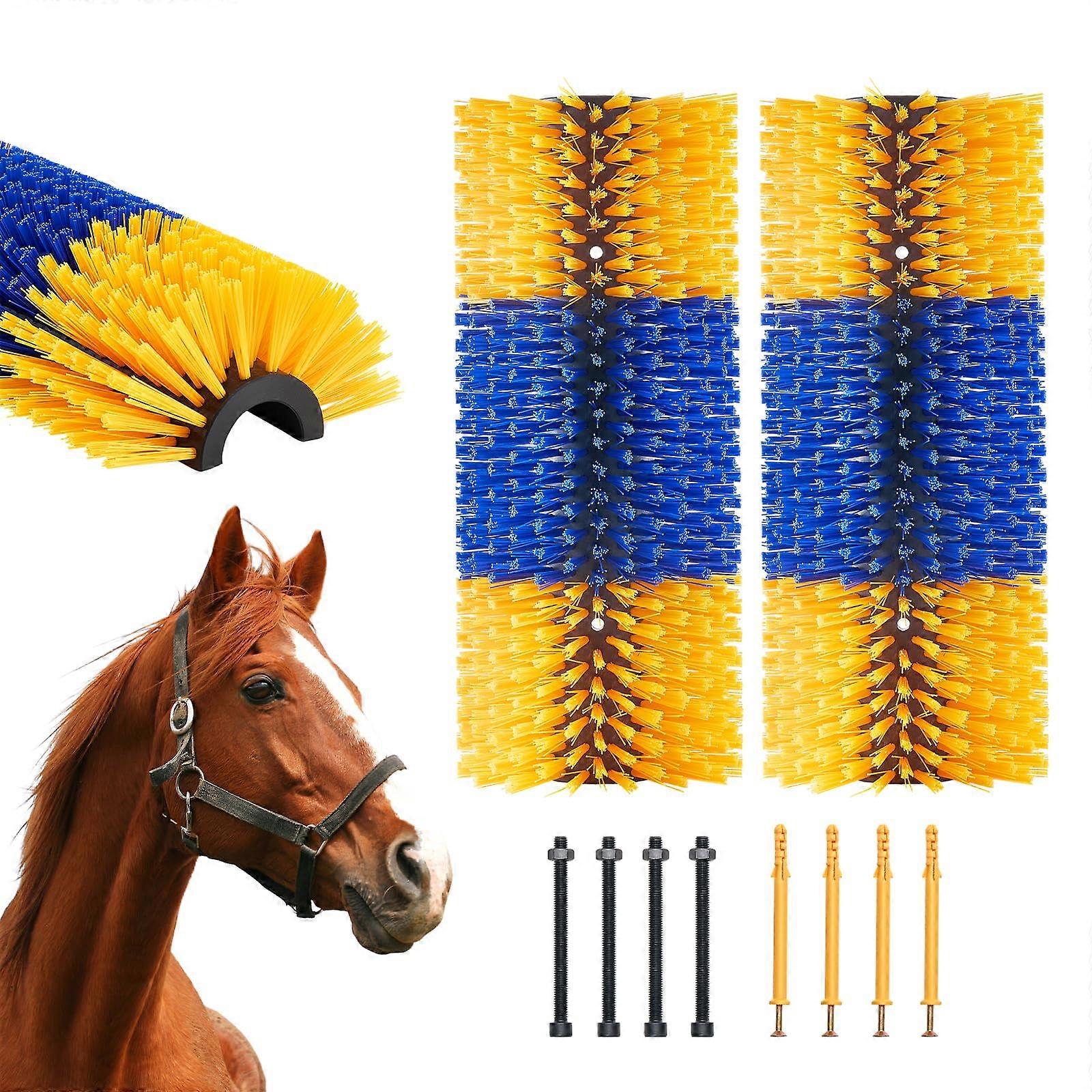 Livestock Scratching Brush Set of 2, 20 x 7.5 with in, 4 Screws. Ideal for Horse, Pig and Cattle