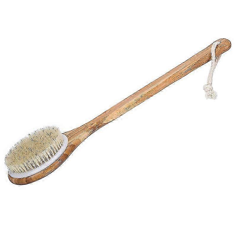 Dry Rush -natural Boar Bristles Shower Back Scrubber With Long Handle