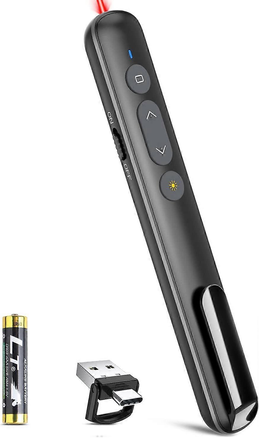 USB-C / USB-A Lazer Sunucu PowerPoint Kablosuz Sunucu Projektör Akıllı Tahta Slayt Gösterisi PPT Clicker için