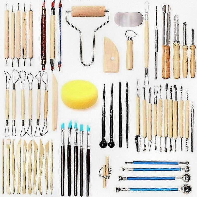 Set di strumenti in argilla da 61 pezzi per l'intaglio e la goffratura di ceramiche fai-da-te