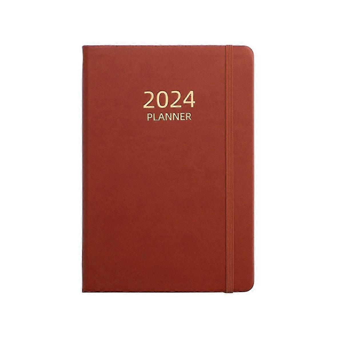 2024 A5 English Schedule Planner Elastic Band Notebook Strap Book Notebook