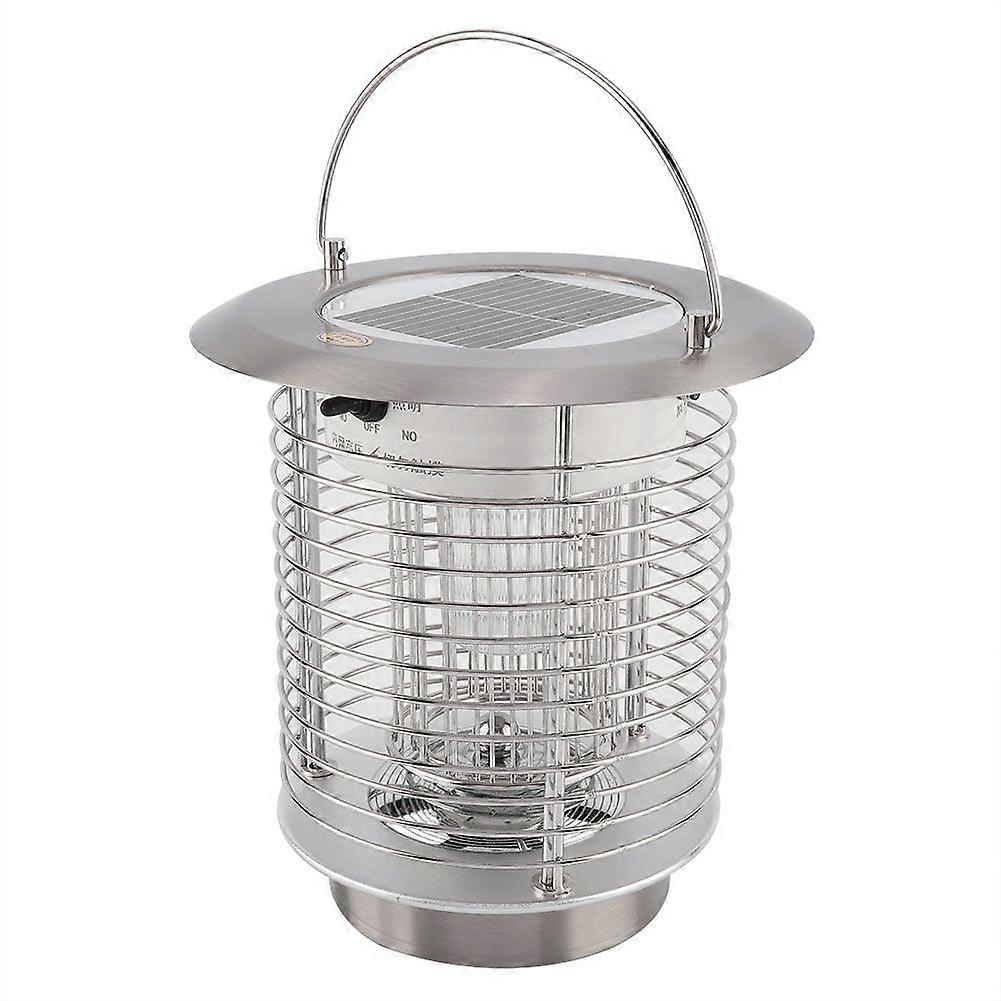 Ανοξείδωτο χάλυβα ηλιακή powered LED φως παράσιτο bug Zapper κουνούπι δολοφόνος λαμπτήρα κήπο (ασήμι)