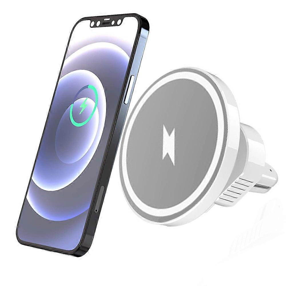Car Wireless Bracket|F12-B White Air Outlet Magnetic Wireless Charging Bracket--Usb Interface Charging Cable