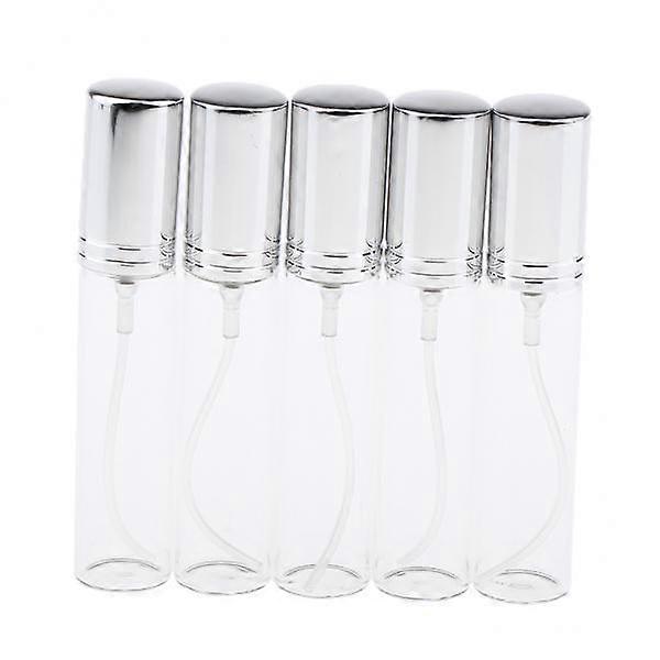 2X 5 Pieces 10ml Empty Refillable Glass Perfume Spray Bottles Vial Silver