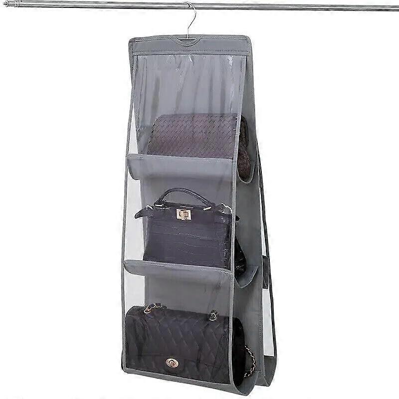 Handbag and Purse Organizer Rack - 6 Pocket Clear Storage Hanger for Closet Display, Space-Saving and Durable Design