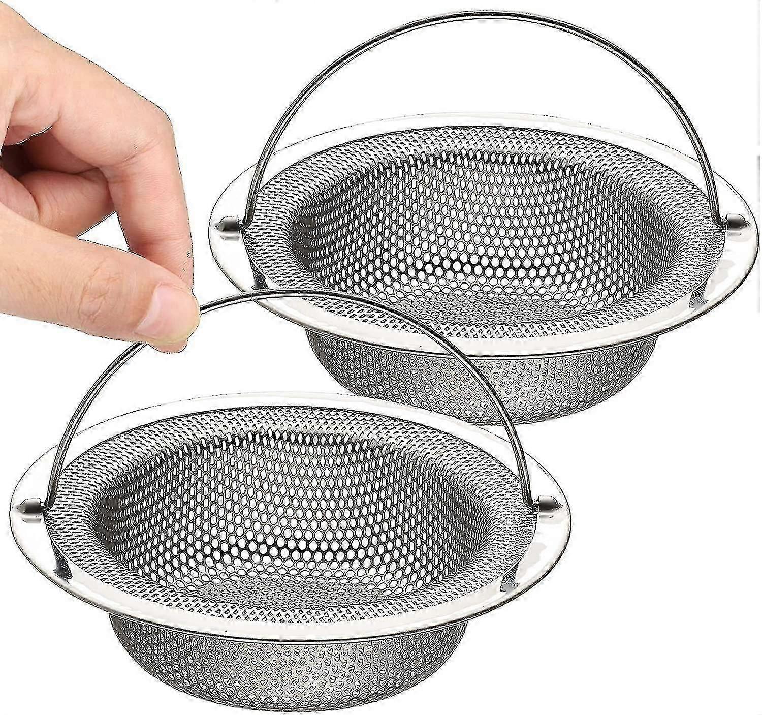 Lavello da cucina in acciaio inossidabile Dense Hole Handle Strainer 11cm 2 pezzi (4-d-w)