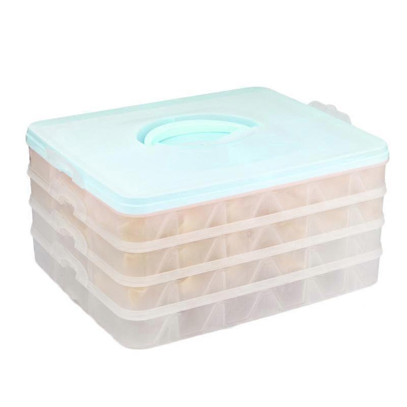 Portable 4-Layer Fridge Storage Box for Food & Dumplings (Random Color, 27x21cm)