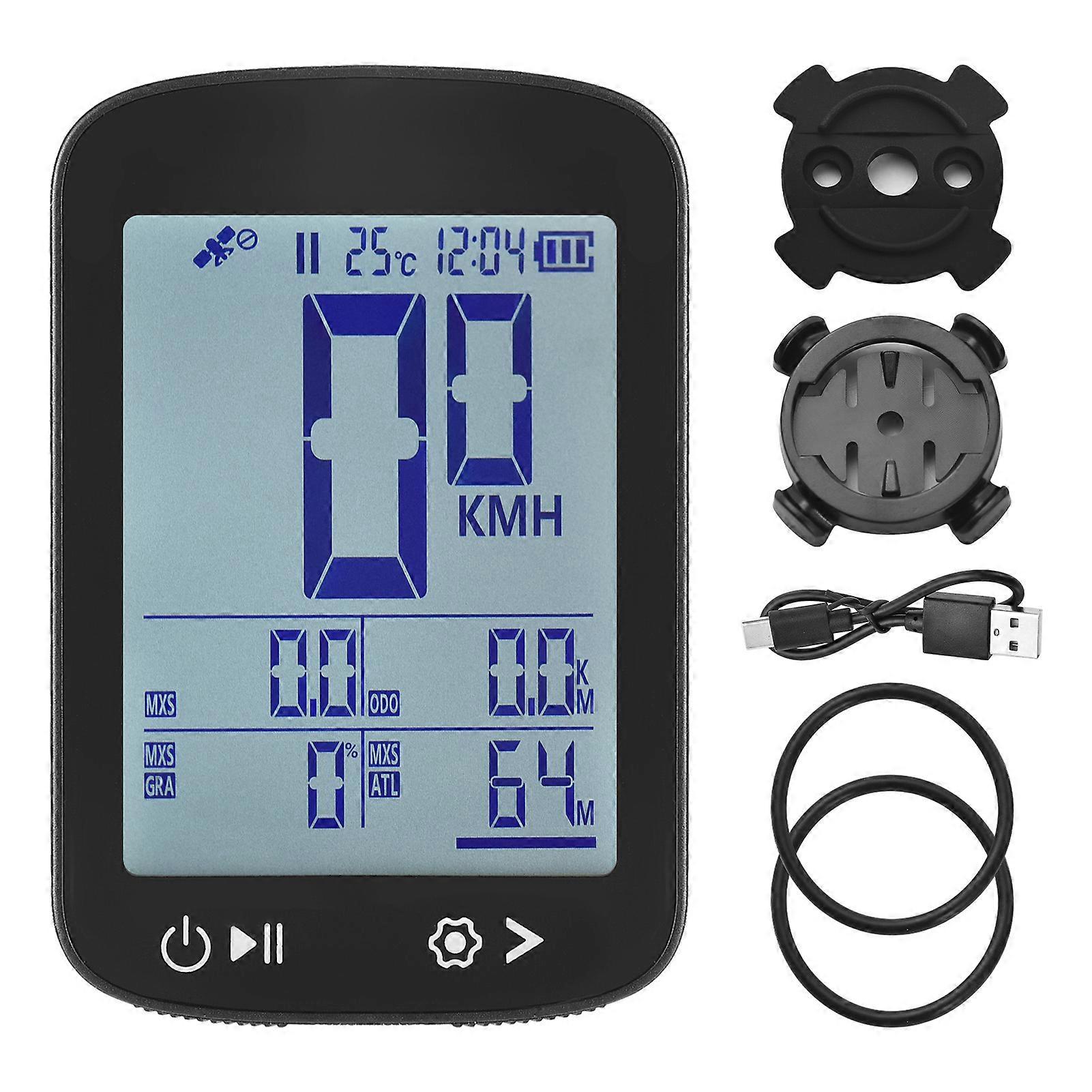 Wireless GPS Bike Computer Speedometer with High Clear Display 5 Star Positioning GPS BeiDou GLONASS Galileo QZSS Rechargeable Odometer