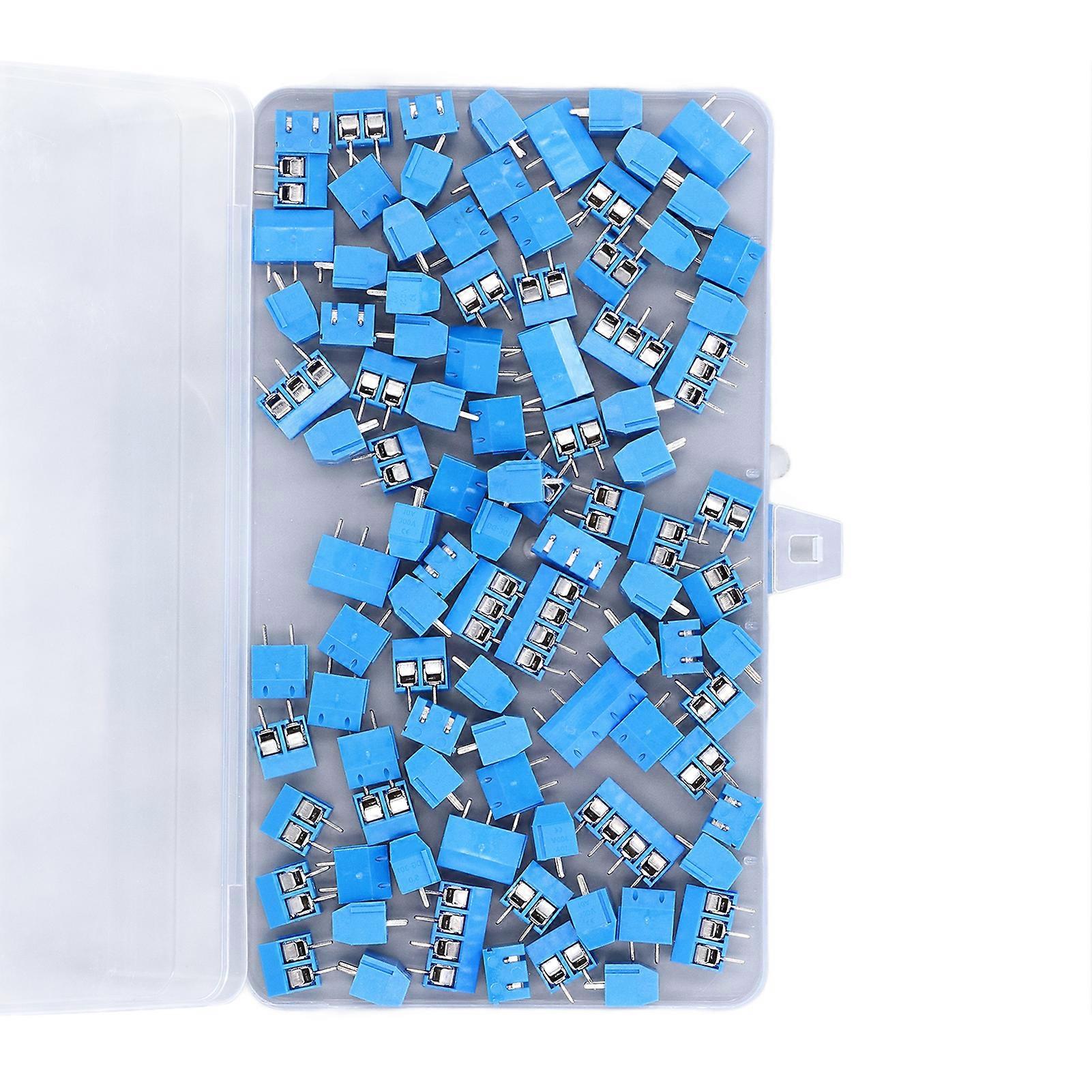 100Pcs PCB Mount Screw Terminal Block Connector 5.08mm 2P 3P 4P PCB Terminal Block for 14‑22AWG Cable 300V 16A 