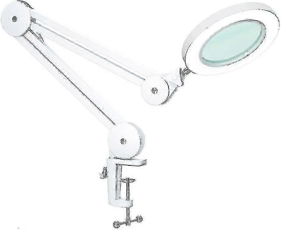 Magnifying Lamp - Magnifier With 5 Diopter Light - With Clamp  Swivel Arm  Dimmable  3 Color Modes  105mm Glass Lens - Light Compatible With Reading