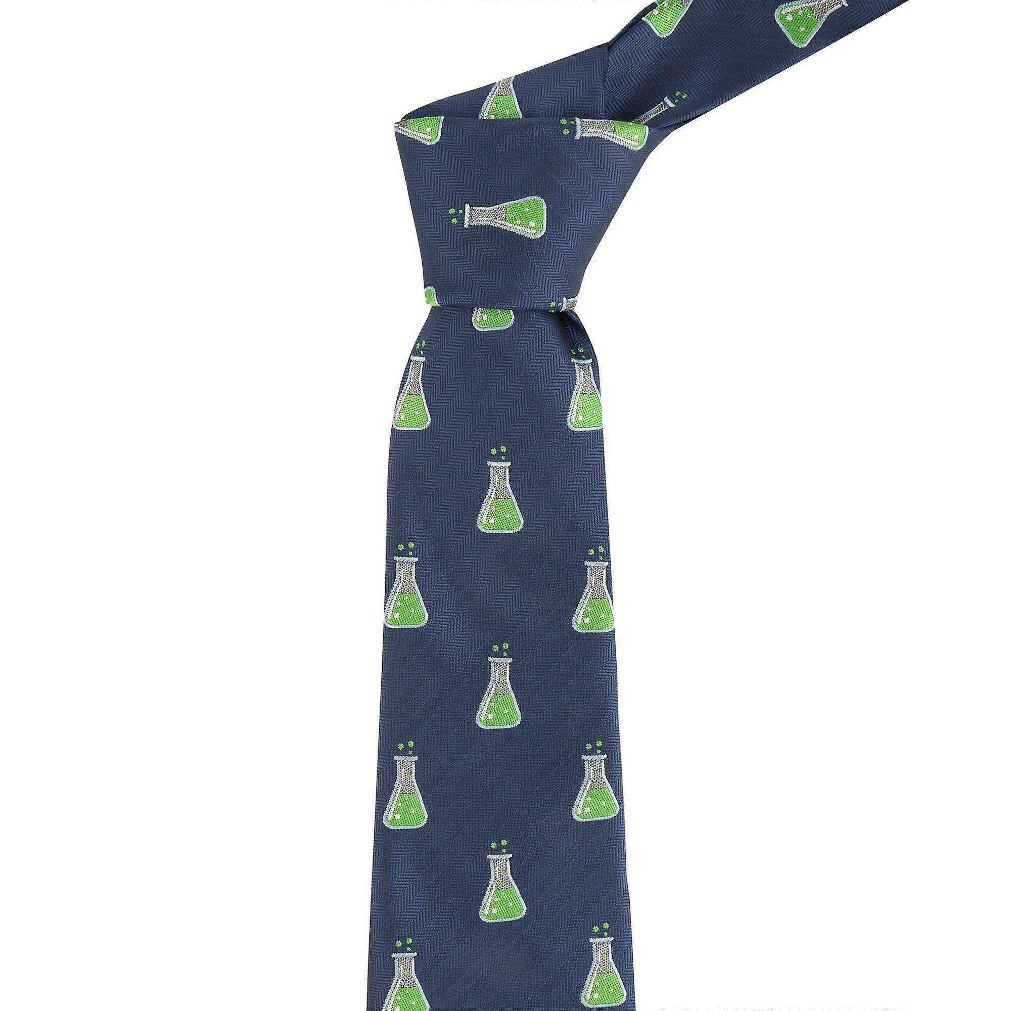 Navy Blue Science Conical Flask Herringbone Tie