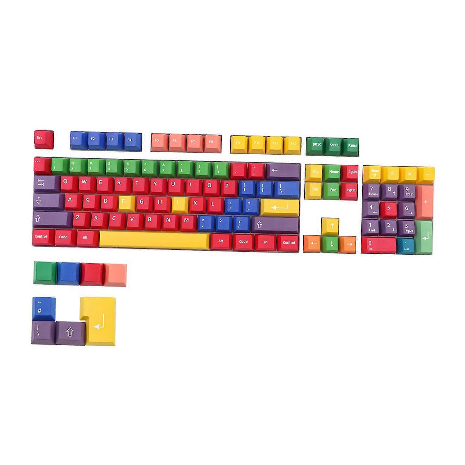 112 Keys PBT Plastic Rainbow Keycaps DIY Keyboard for Cherry MX 61 64 Keys