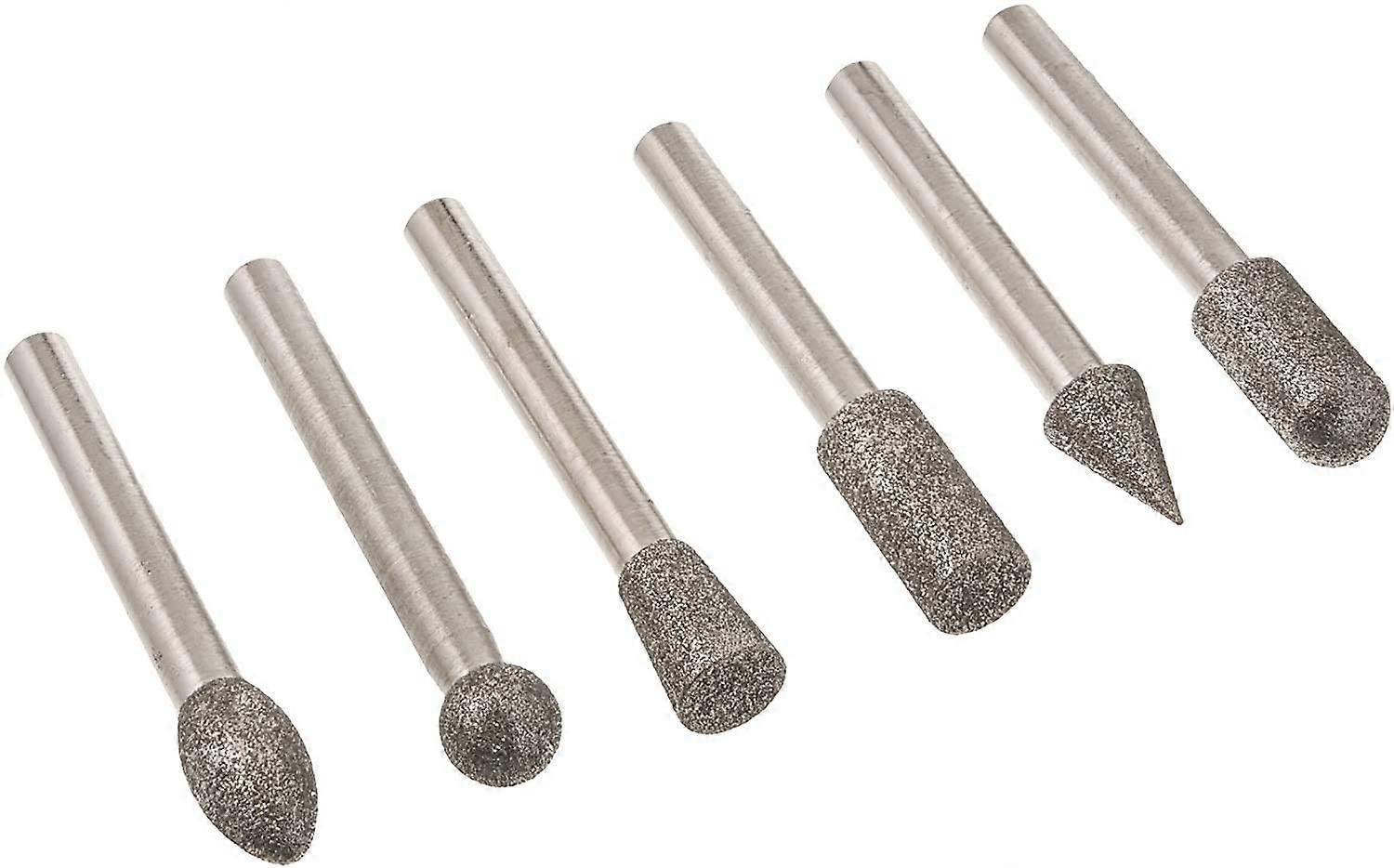 Jujube Shape Head Diamond Coated Burr 6mm Dia Shank Mounted Points 150 Grit Diamond Bit for Rotary Tool 5pcs