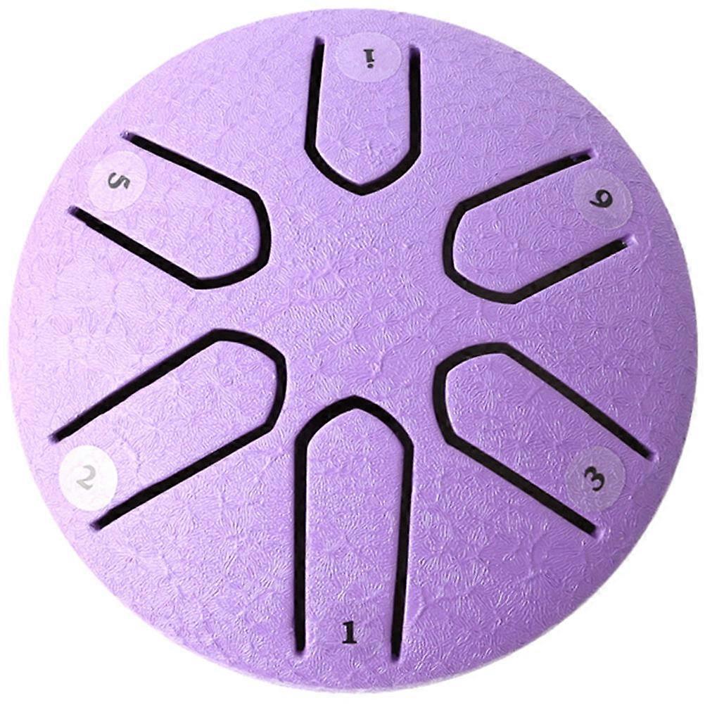 Portable Hand Drum Mini Ethereal Drum Children Beginners Adults Round Purple 7.50X7.50X4.50CM 1Set