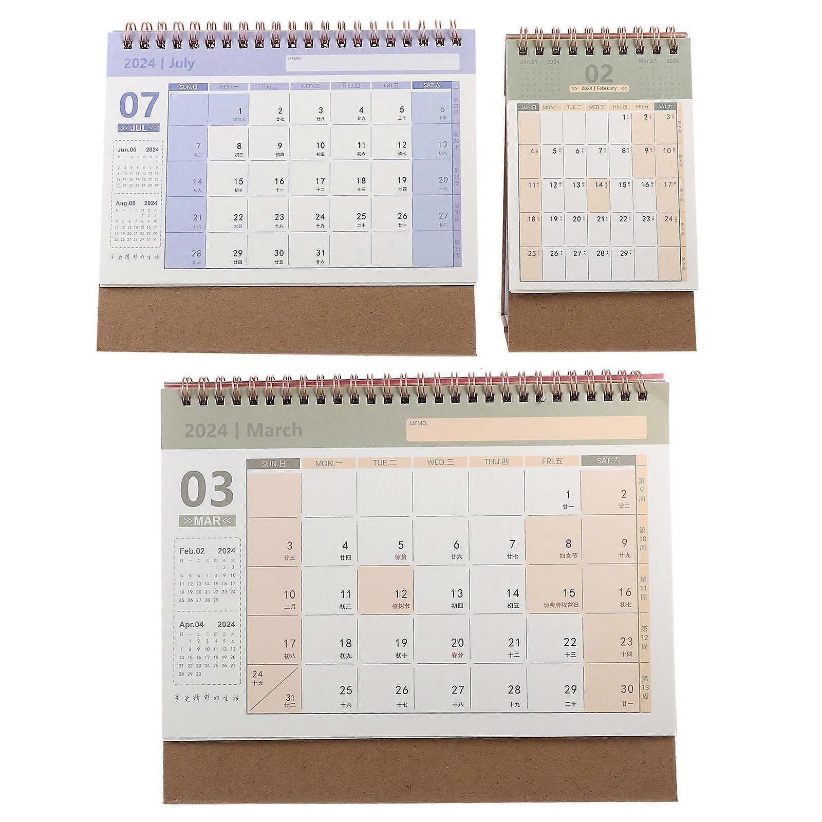 Decorative Desk Calendar Desk Calendars Friends Simple Style Gold Foil 3Pcs