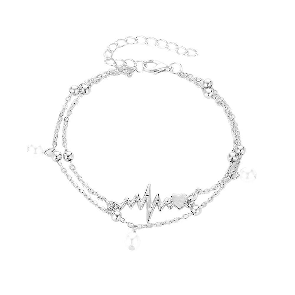 Mücevher Ayak Zincirleri Moda Charm Halhal Kalp Atışı Taklit İnci Dekorasyon Günlük Giyen Kadın Kız 24 x 5 x 0.3 Cm 1 Adet