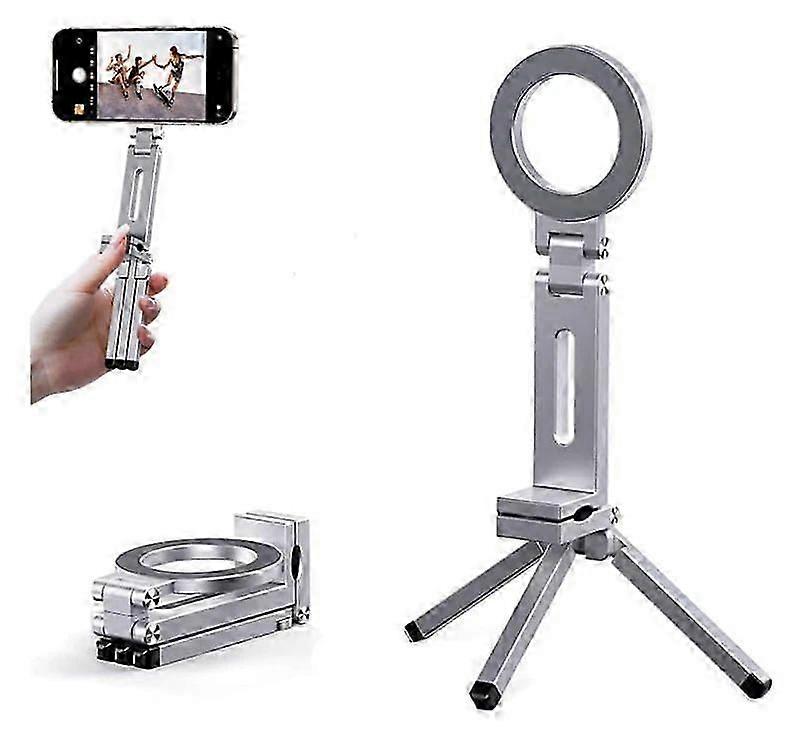 Suporte magnético para tripé de celular para iPhone, tripé magnético de bolso em alumínio para celular