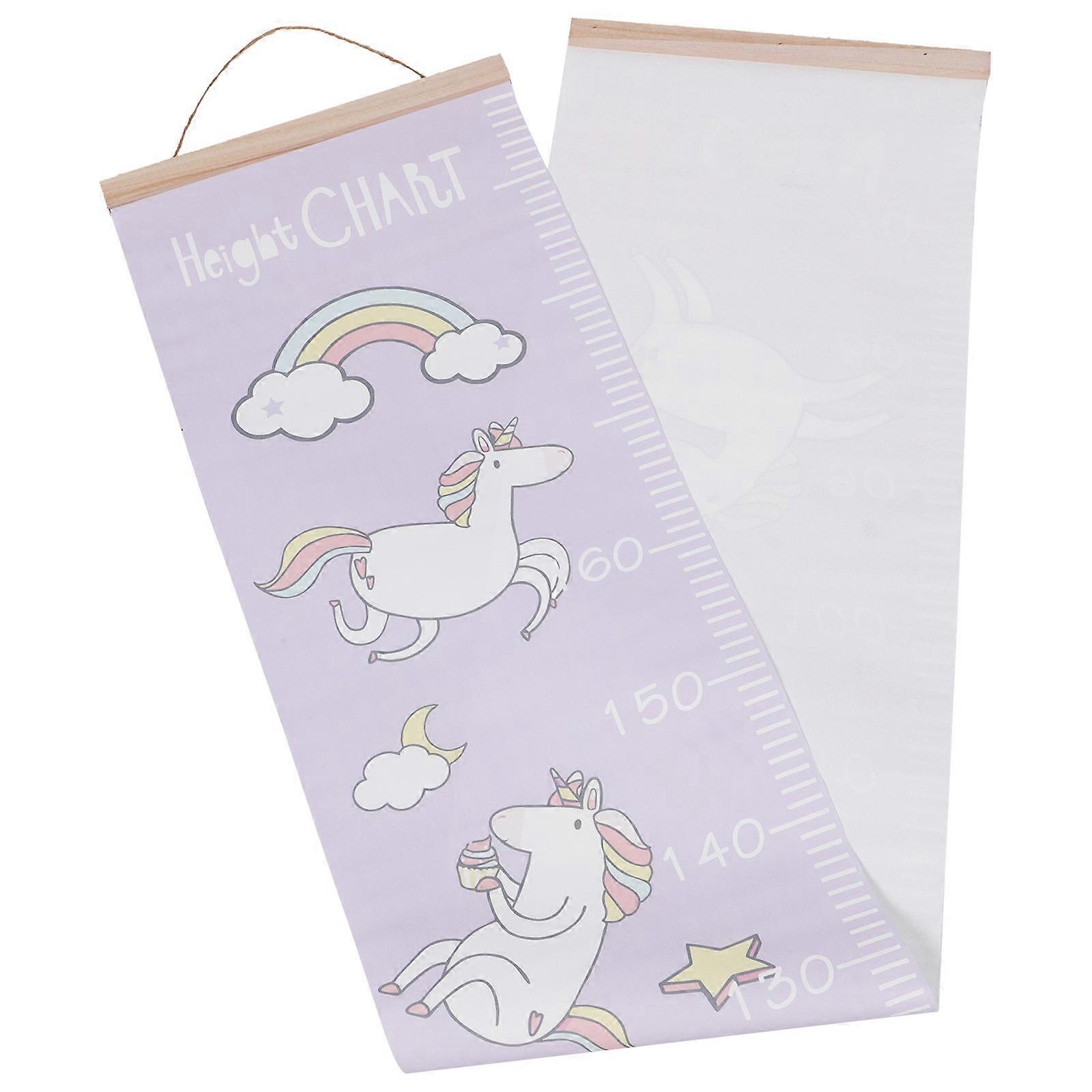 Unicorn Canvas Height Chart Wall Hanging with Removable Growth Ruler – Chic Print Design for Kids’ Bedroom and Nursery Decor