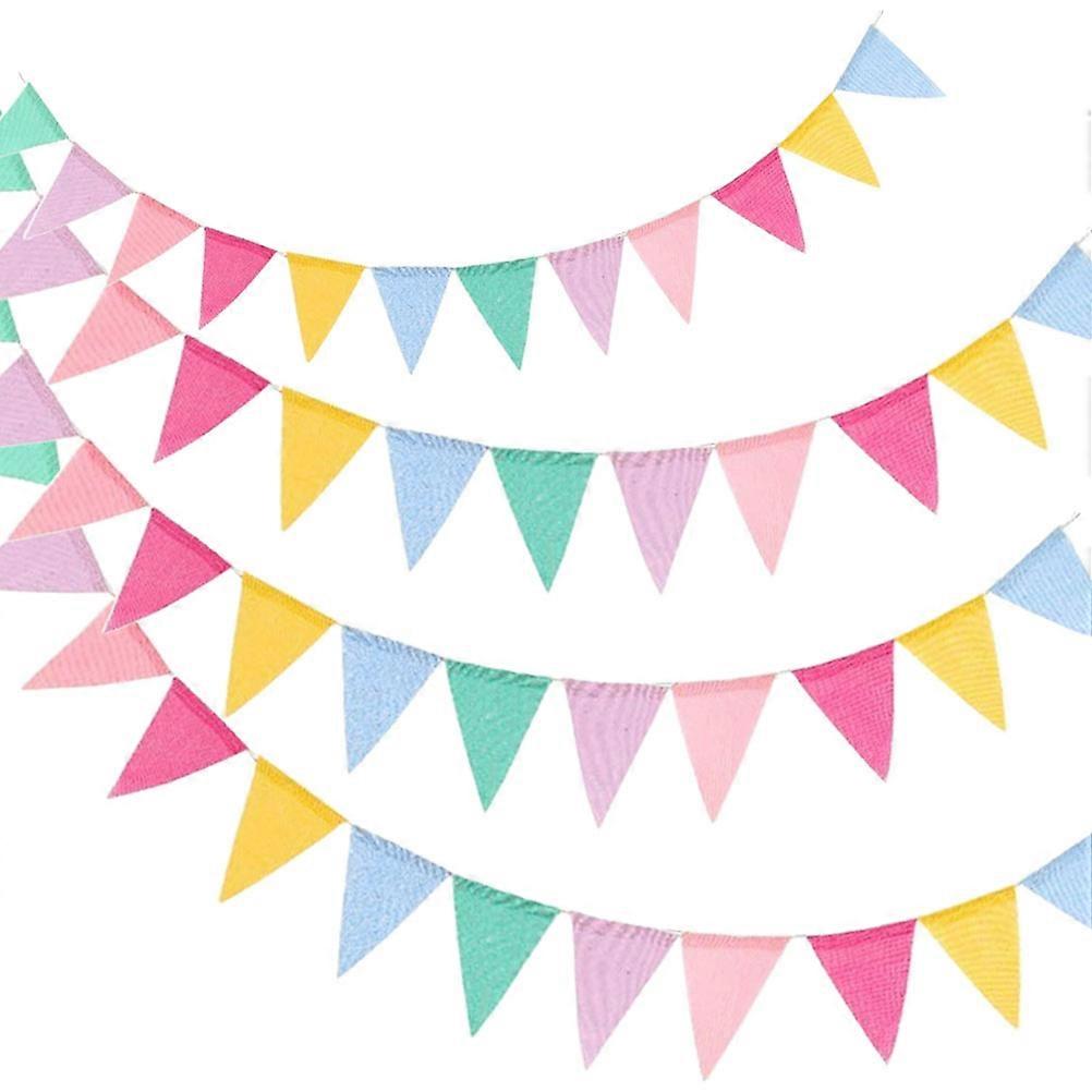 Here's a refined and engaging product description for your **4pcs Colorful Triangle Bunting Banner Linenette Flags**:

 

🎉 **4 Pack Colorful