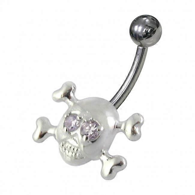 Skull Shaped Jewelled Non-moving Belly Ring