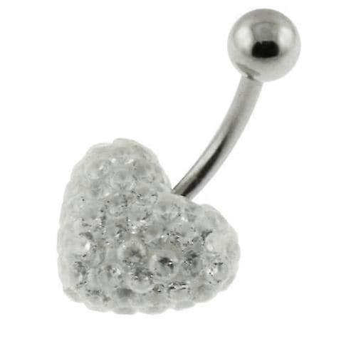 Stone Studded Heart Steel Belly Ring