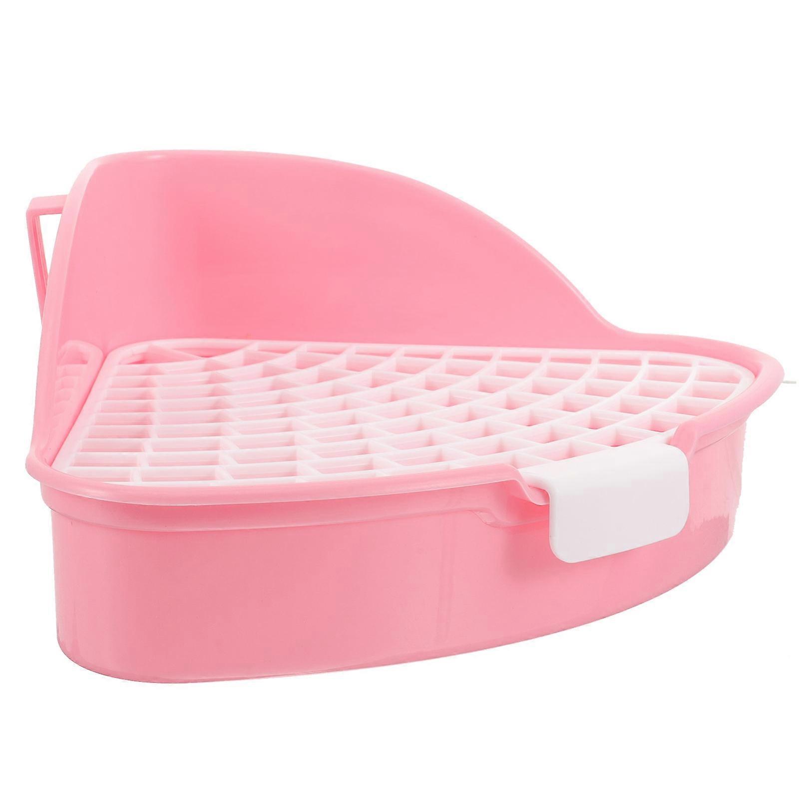 Space Saving Corner Rabbit Litter Box with Splash Guard and Detachable Tray for Bunnies and Small Pets