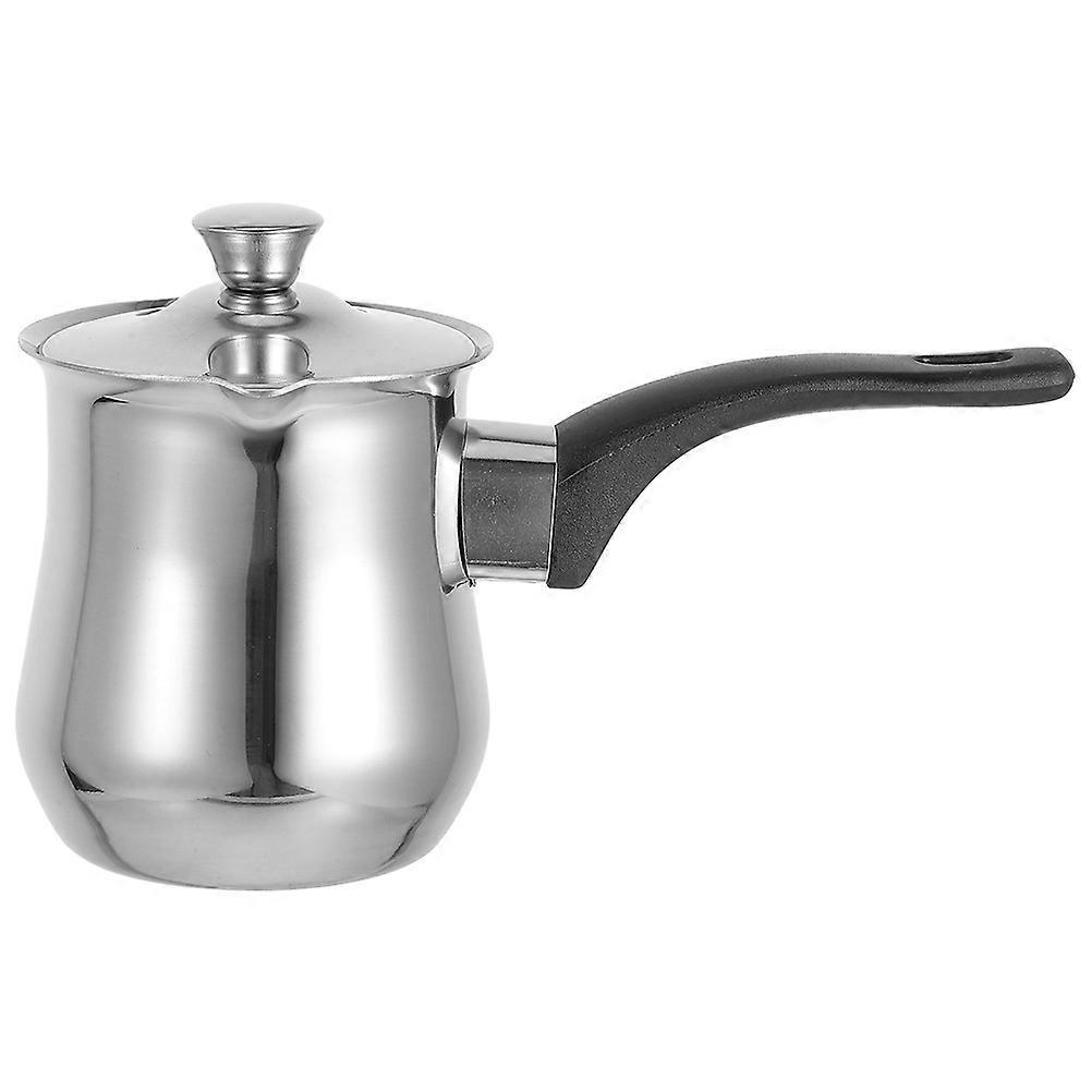 Milk Butter Warmer Pot Metal Milk Frothing Pitcher Professional Users Silver 540ml Brewing Coffee 1Set