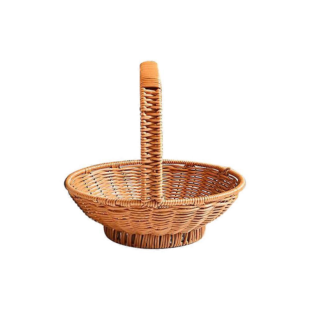 Fruit Basket Imitation Rattan Woven Chocolate Small Size Portable 1Pack