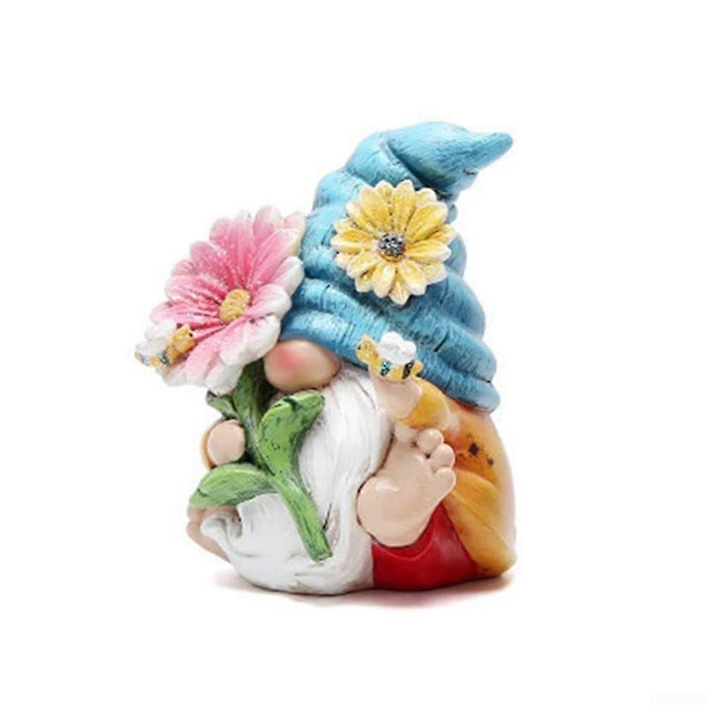 Elaborate dwarf statue, quirky garden decoration made of synthetic resin for any outdoor area (blue cap)