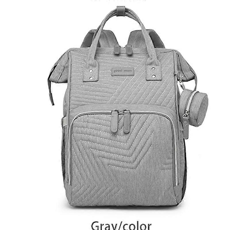 Diaper Bag Backpack for Mom with Key Case Gray. Practical and stylish for parents on the go.