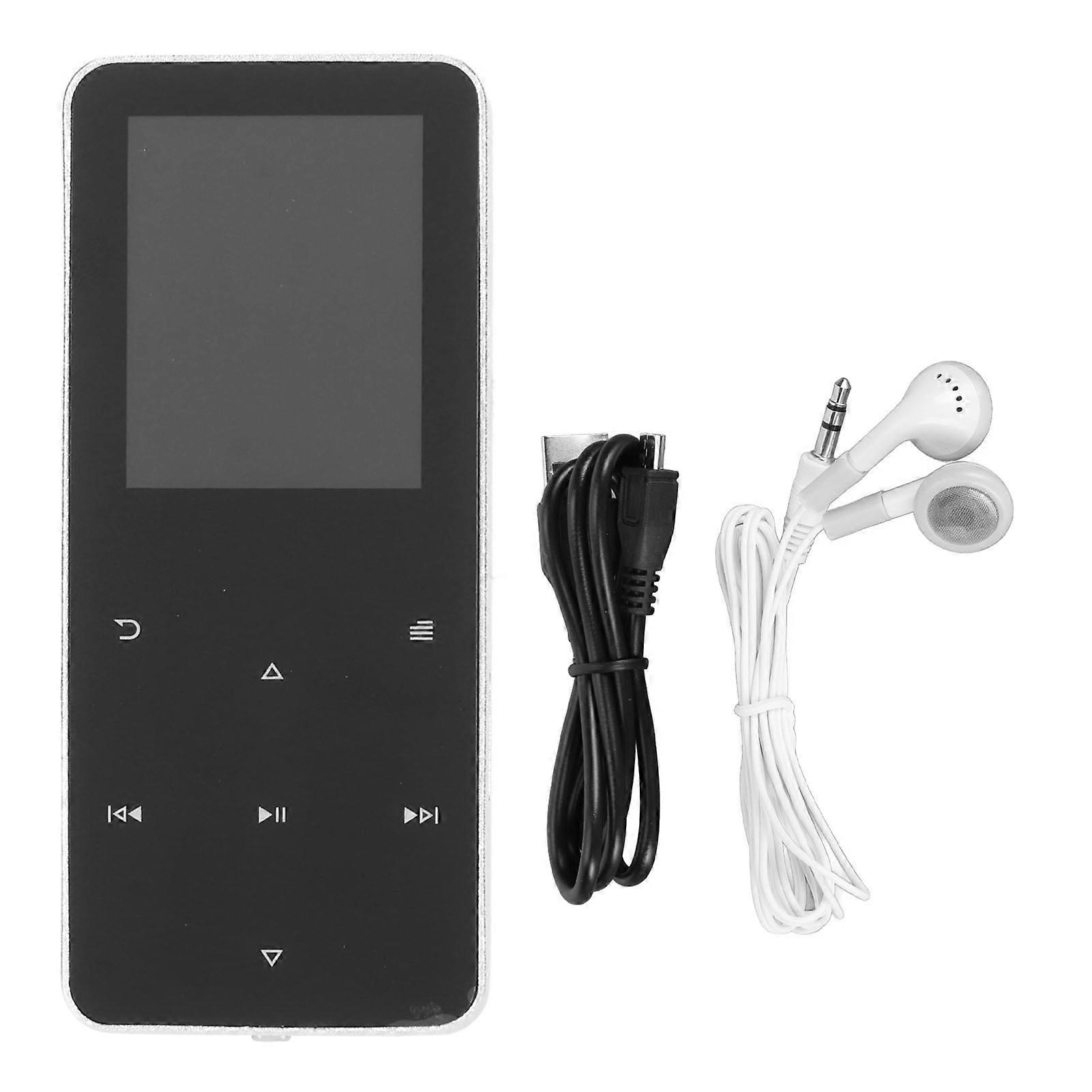 مشغل MP3 بلوتوث 4.2 1.8 بوصة شاشة ملونة تعمل باللمس مفتاح تشغيل مشغل موسيقى محمول مع مكبر صوت راديو FM كتاب إلكتروني فضي 16 جيجابايت