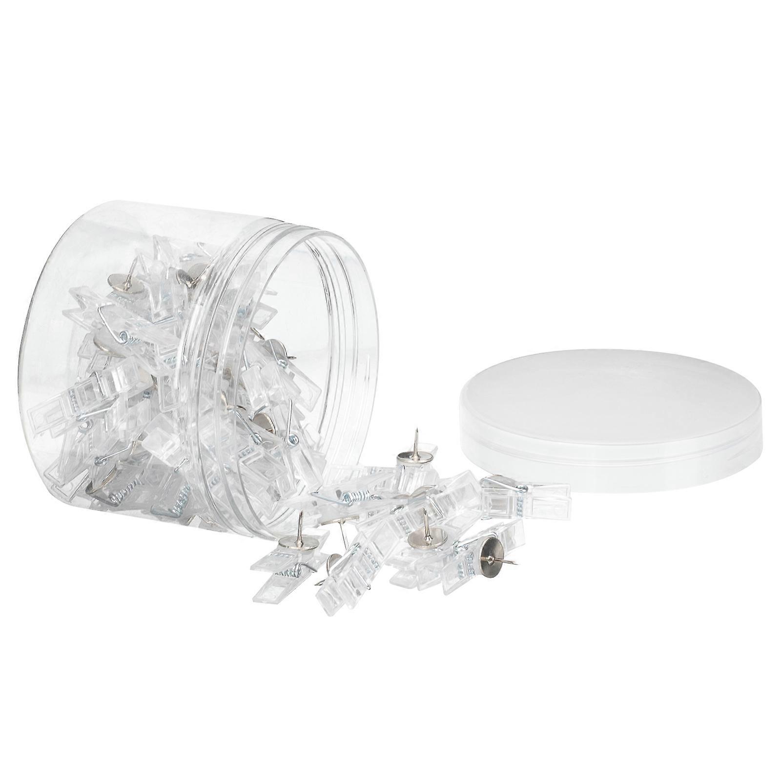 Transparent Push Pin Clips for Daily Use 50Pcs Household Picture Clamps